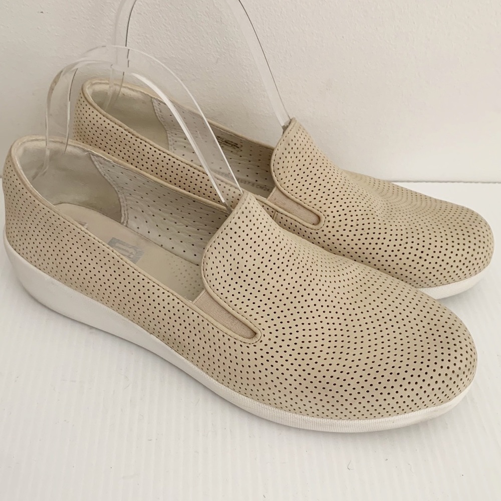 Fitflop Superskate Slip On Oatmeal Sneaker Loafer Size 7.5